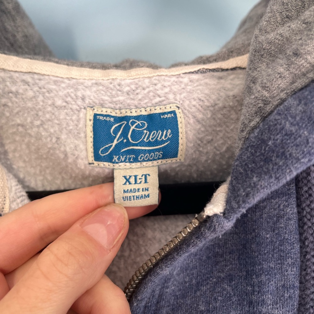 J. Crew Heathered Blue and Gray Hoodie